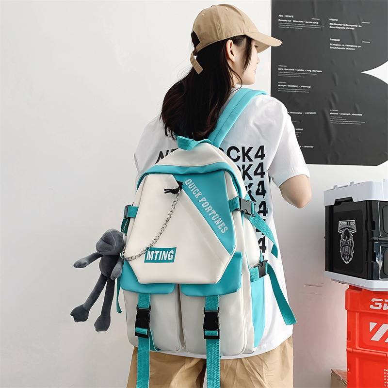 Backpack for Female College Students, Japanese-Style Simple Design, Color-Blocking Trendy Brand, Niche Middle School and High School Student Backpack, Couple's Backpack Backpack for Female College Students, Japanese-Style Simple Design, Color-Blocking Trendy Brand, Niche Middle School and High School Student Backpack, Couple's Backpack