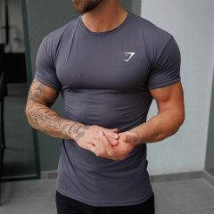 GYMSHARK 夏新作 メンズ 半袖 通気性 タイト スリム ストレッチ 無地 薄手 半袖 サメ
