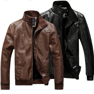 Cross-Border Supply 2024 Men's Export Men's Leather Jacket Wholesale Men's Korean Style Slim Motorcycle Style Men's Jacket