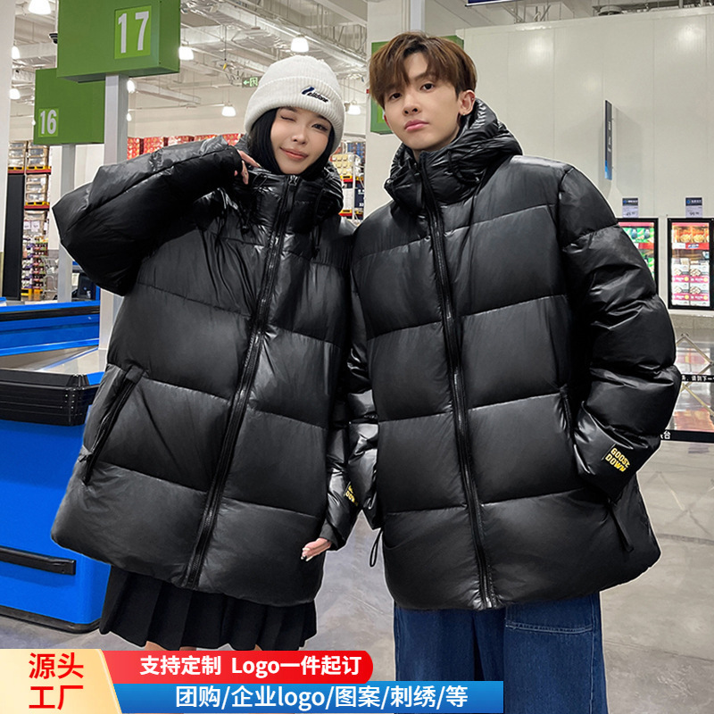 Cross-border explosions black gold goose down clothing graphene soven warm Korean version of thick hooded goose down jacket for men and women
