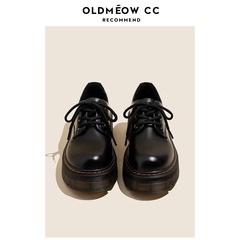 Lao Meow's Shop 厚底小さな革靴女性のための 2025 秋の新作英国スタイル本革レースアップ多用途シングルシューズローファー