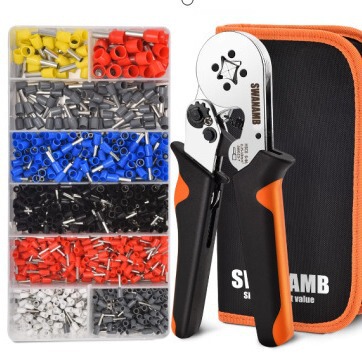 Needle type cross-border supply VE1200pcs wiring pre-insulated cold pressing terminal HSC8 6-4 crimping pliers canvas