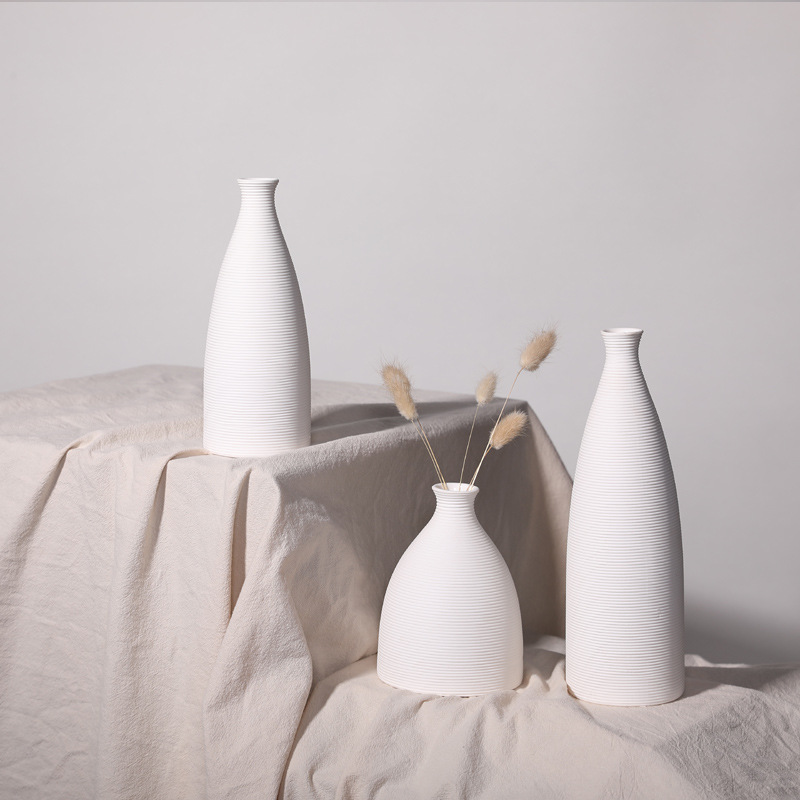 Ins florero de Cerámica Blanca Flor seca decoración del hogar salón TV gabinete flor titular de la decoración de estilo nórdico florero