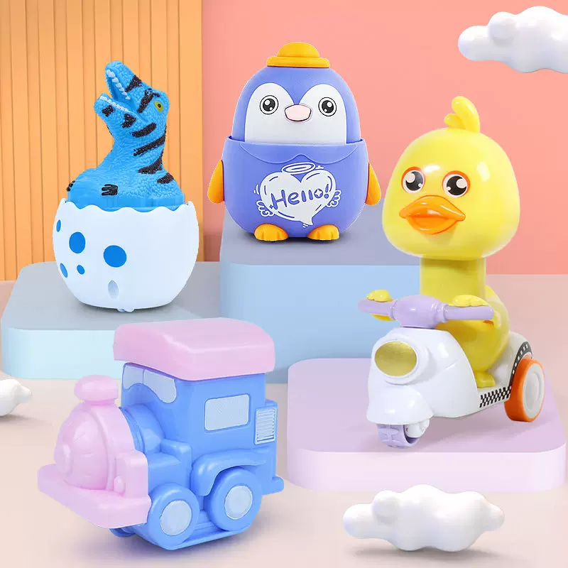 跨境儿童玩具按压小鸭子回力玩具车男孩小孩摆地摊货源小玩具批发