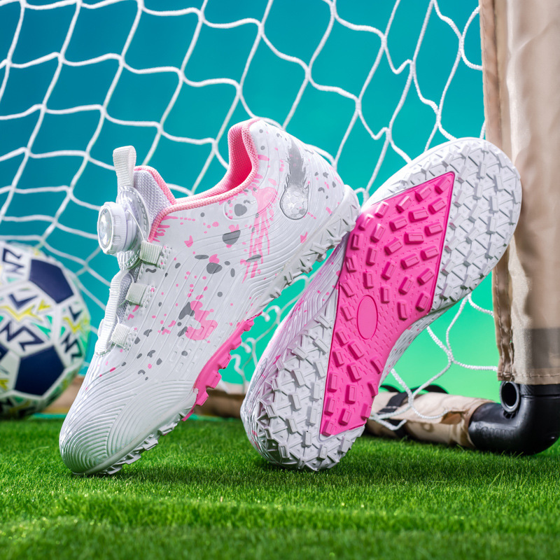 ShoeGlobe, scarpe sportive da ginnastica per la scuola elementare, con bottoni rotanti transfrontalieri, per bambini, con tacchetti da calcio_voghion.com