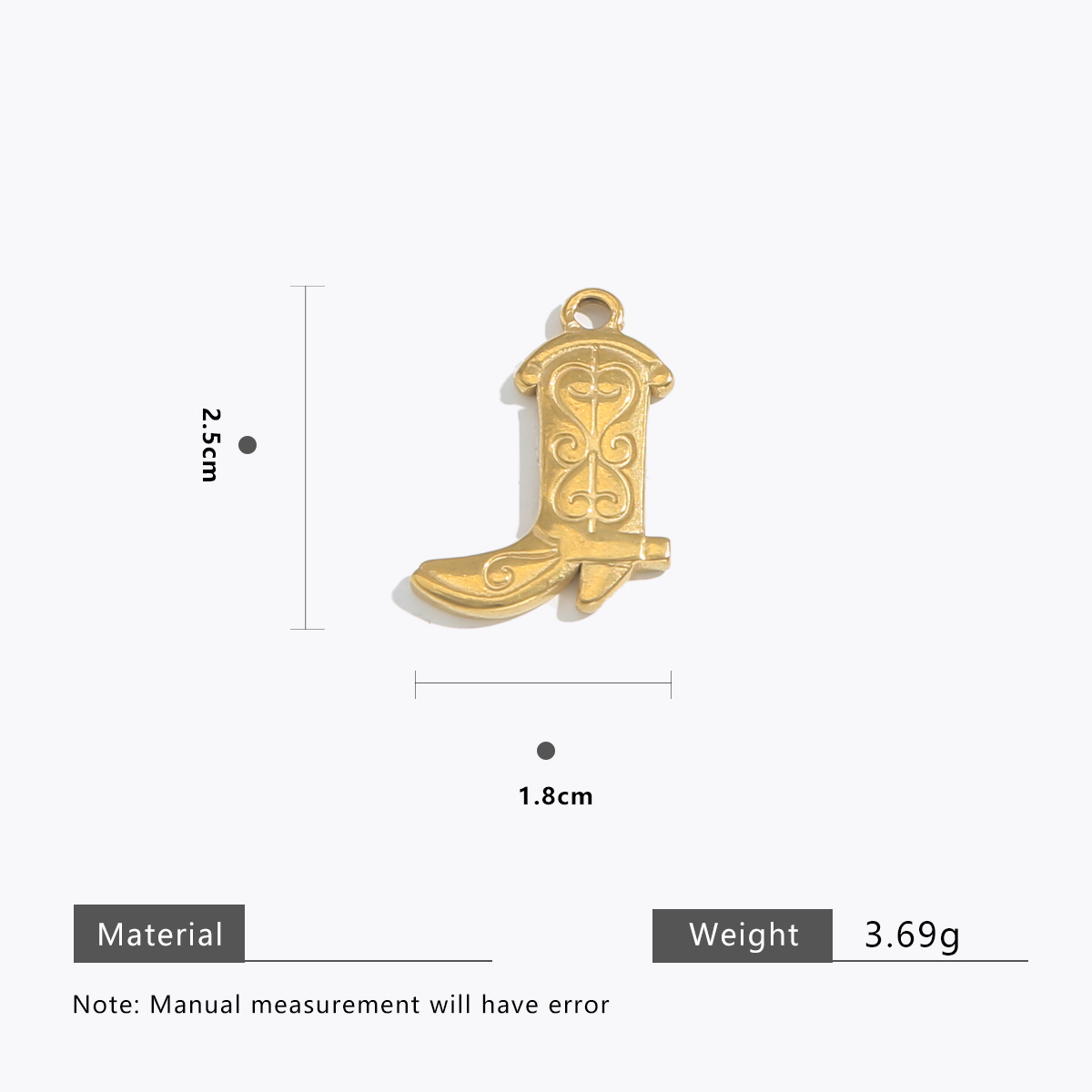 6g Weight Pendant Jewelry Making Type Charms Classification 5 PCS/Package Quantity 304 Stainless Steel Material Boots Pattern All Seasons Season Plating Design Retro, Classic Style Style 5 PCS/Package 304 Stainless Steel Boots Pendant Charms 13