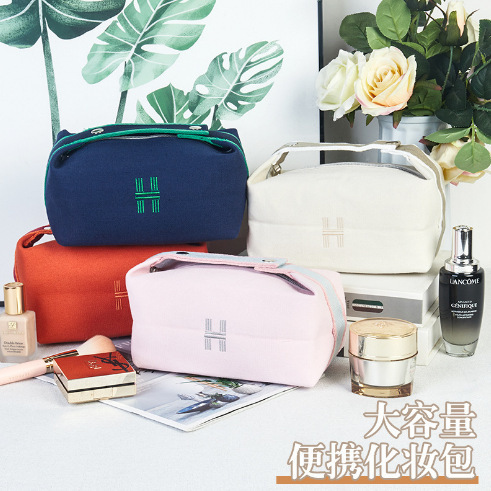 in stock New Modern Simple Canvas Cosmetic Bag Travel Fashion Washes Storage Bag Outgoing Portable Storage Bag
