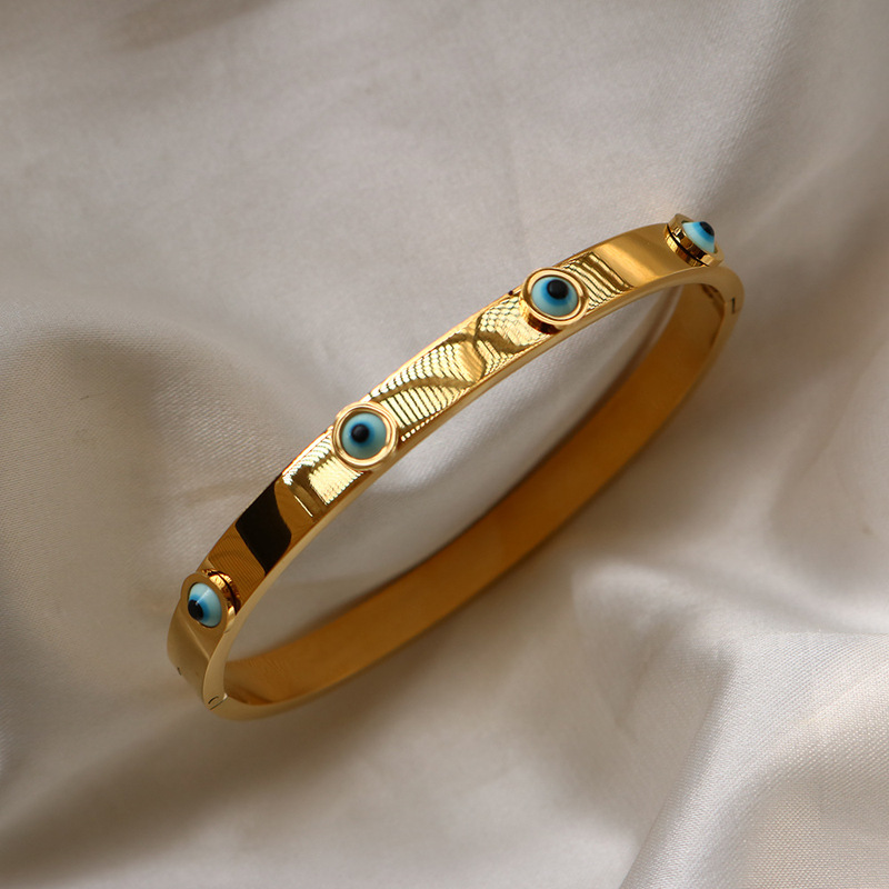 Evil Eye Titanium Bracelet High Quality Hand Polished Electroplated 18K Gold Vacuum Electroplated Bracelet for Women