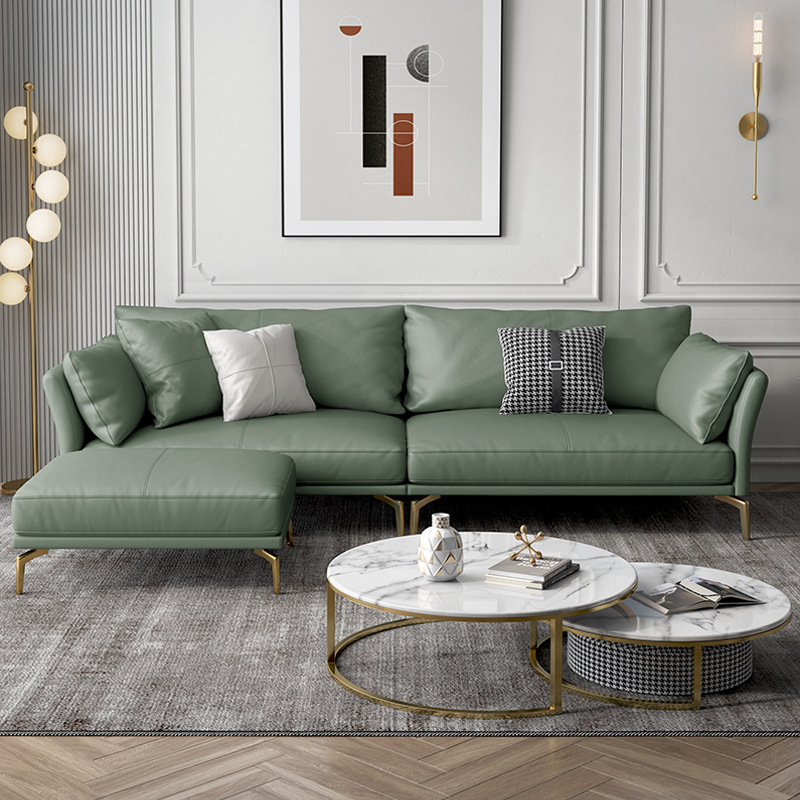 Nordic Light sofá de lujo de cuero genuino de tres asientos simple combinación moderna italiana minimalista pequeño apartamento sala de estar muebles conjunto completo