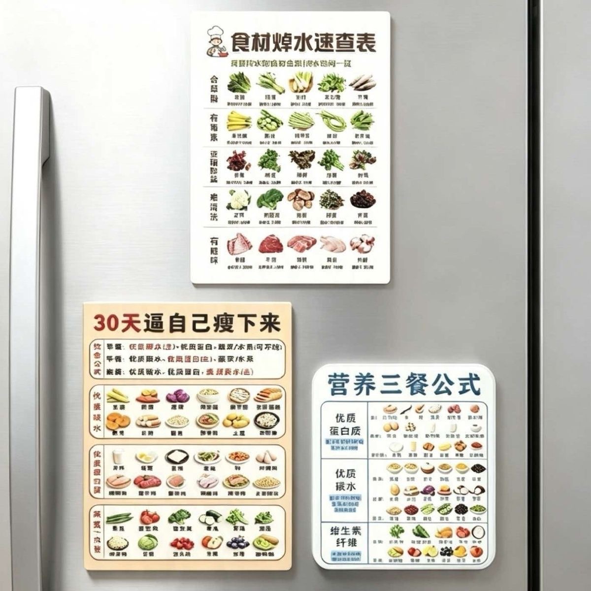 Acrylic Magnetic Refrigerator Sticker: Quick Reference Table for Food Blanching, Nutritional Meal Formulas, Healthy Diet Guide