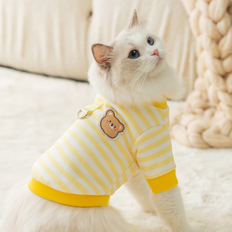 Gato otoño e invierno cálido lindo dibujos animados suéter de tracción perro dos pies cachorro mascota Bomei ropa para mascotas