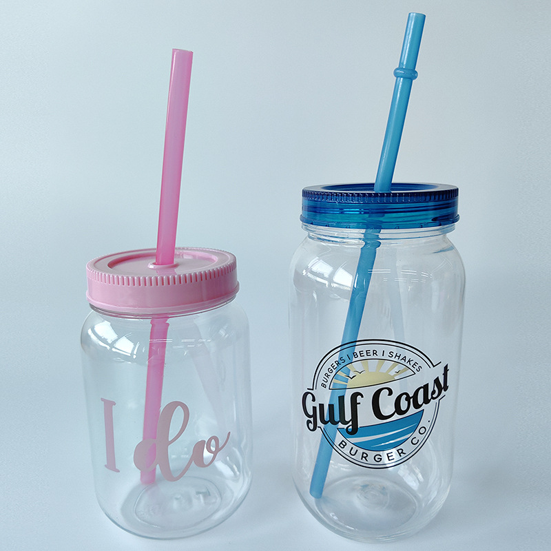 18oz de plástico Mason Cup publicidad creativa taza de agua regalo promocional 510ML paja de plástico taza PP