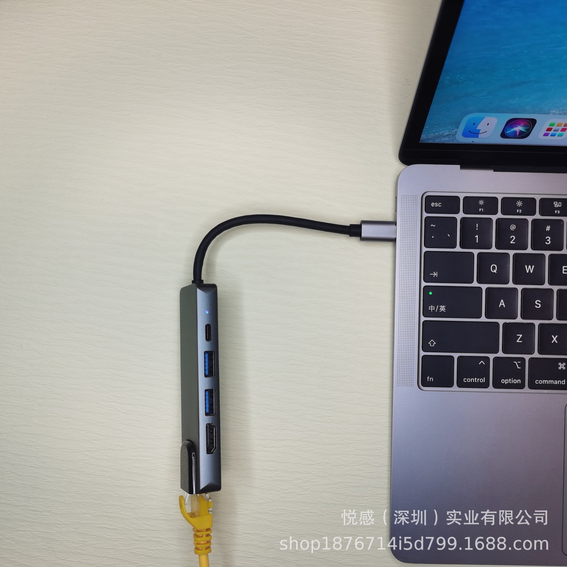 亚马逊热销 5合1拓展坞千兆网卡适用于macbook笔记本五合一扩展坞