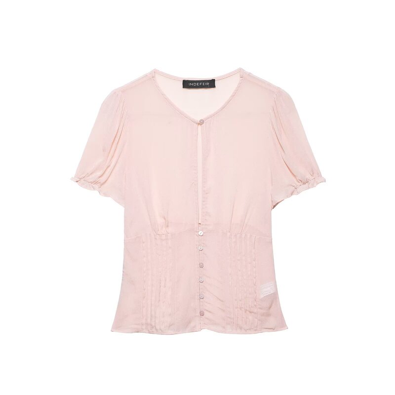 Foreign Trade 2026 Spring New Women's Clothing Georgette Semi-Transparent Lace Pleated Shirt Top 4764044 Foreign Trade 2026 Spring New Women's Clothing Georgette Semi-Transparent Lace Pleated Shirt Top 4764044