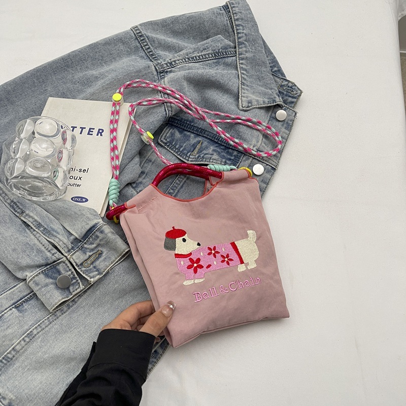 夏の新しい刺繍かわいいショルダークロスボディバッグインスタイル環境に優しいショッピングバッグ遊び心のあるガーリーハート携帯電話ショルダーバッグ|undefined