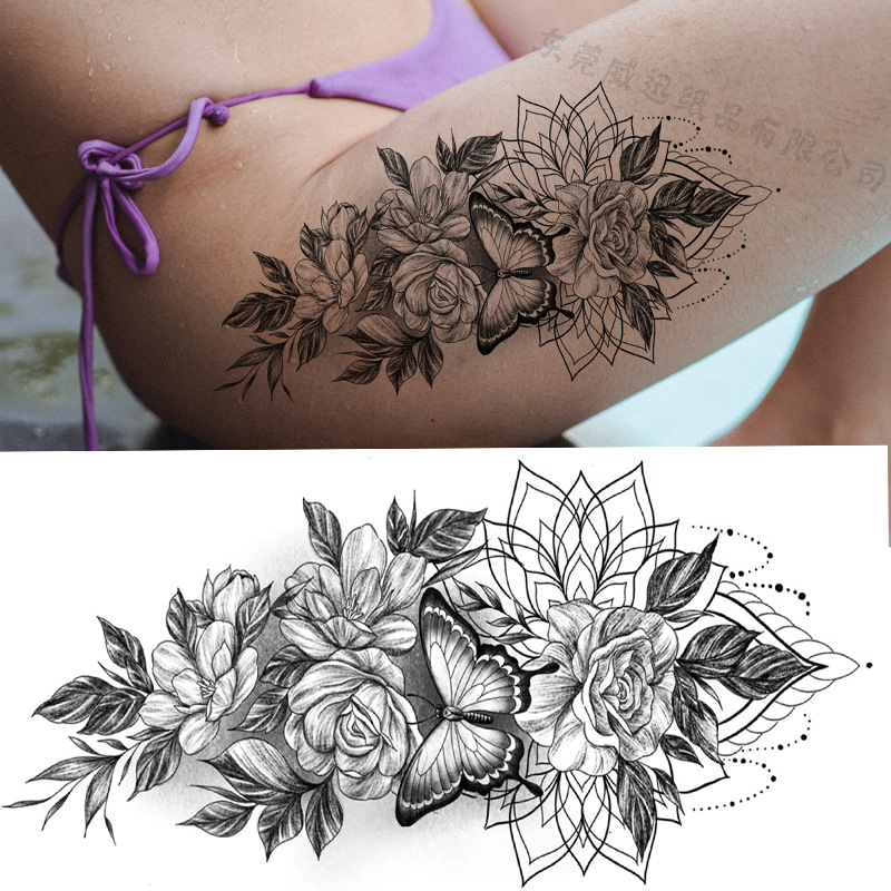 Tatuaje Temporal de Flores Boceto de Papel de Transferencia al Agua, Impresión por Transferencia de Agua, para Cuerpo image 61
