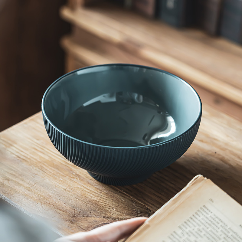 Value Floating Series Vajilla Tazón de fideos Tazón de cerámica Tazón de arroz en relieve retro Tazón de verduras para el hogar Tazón de sopa Tazón grande práctico