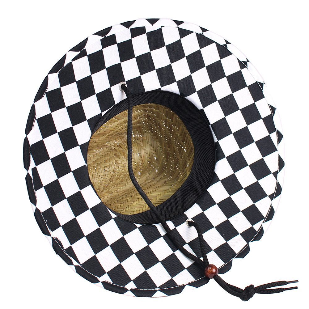 Sombrero de paja para hombre estilo playa, diseño salvavidas, moda verano 2024