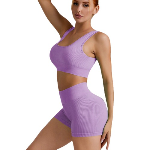 European and American seamless yoga clothing set for women quick-drying sports fitness clothing yoga vest tight high-waisted yoga pants shorts