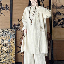 棉麻女装新中式汉服盘扣衬衫唐装上衣佛系禅意中国风茶服