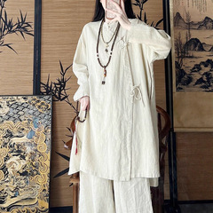 棉麻女装新中式汉服盘扣衬衫唐装上衣佛系禅意中国风茶服