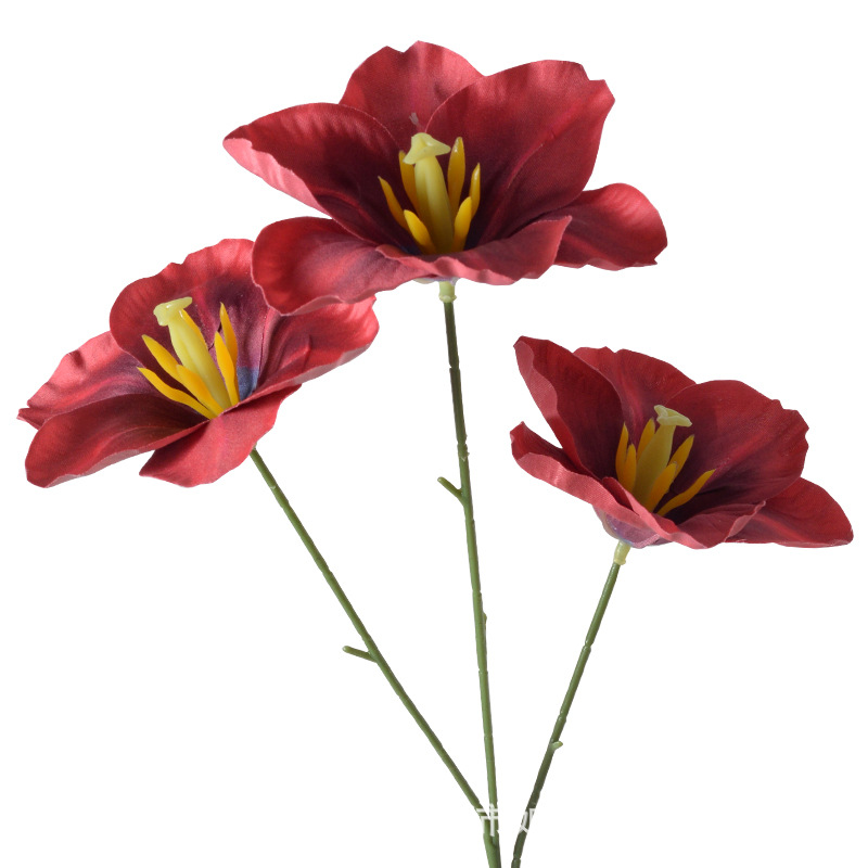 Simulated flower 3-head tulip 3D printed matte cloth wedding home…