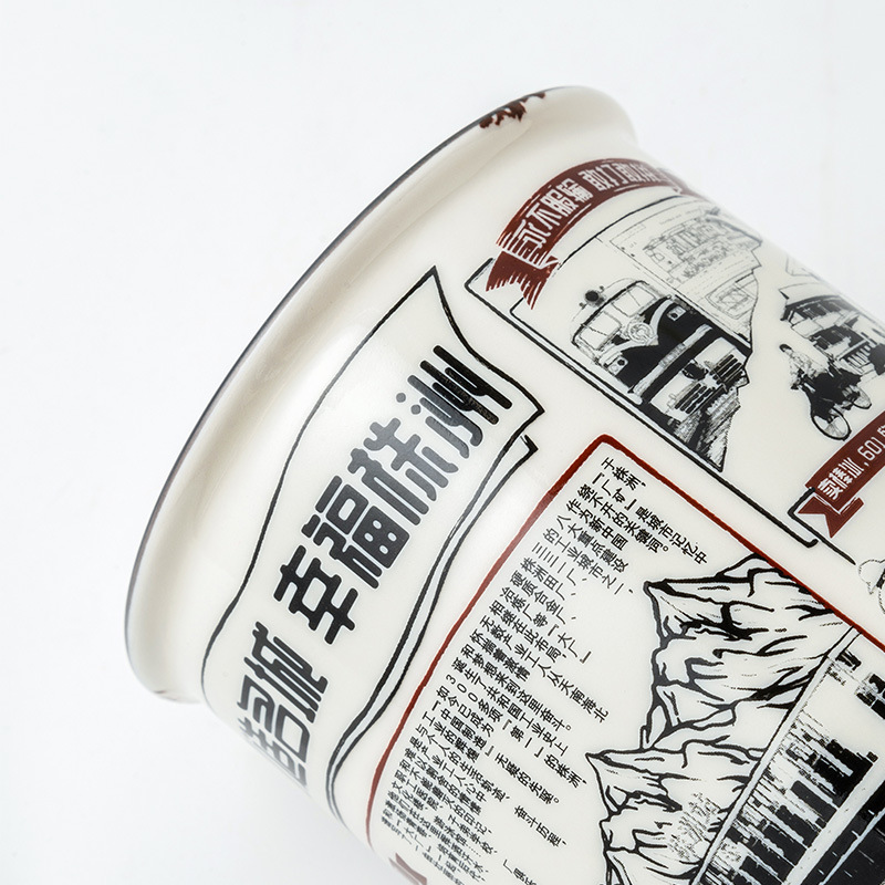 Taza de esmalte retro, taza de regalo, taza de regalo con tapa, taza de cerámica de alta temperatura personalizada