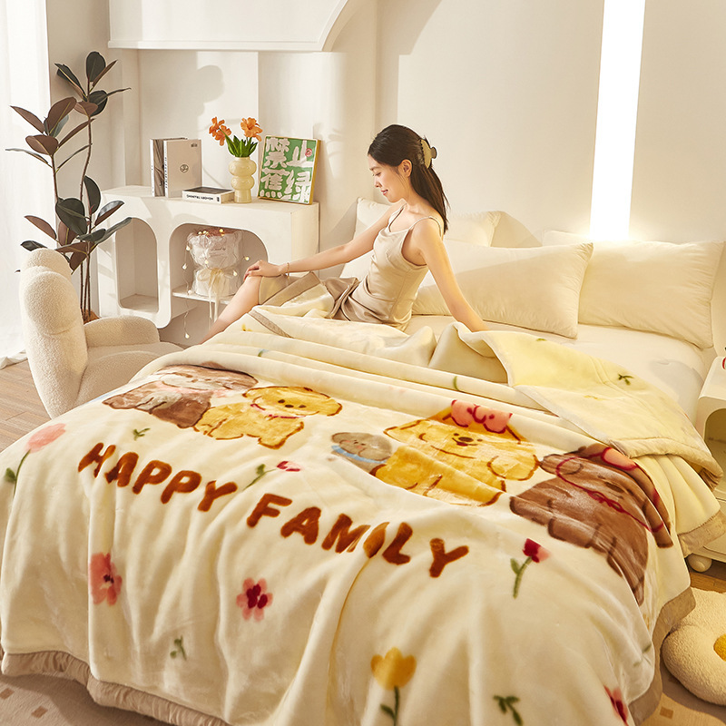 ソースファクトリー二層ラッセルブランケット厚みのあるカバーブランケット冬春と秋のブランケット冬の結婚祝いギフトフレンチベルベットブランケット|undefined