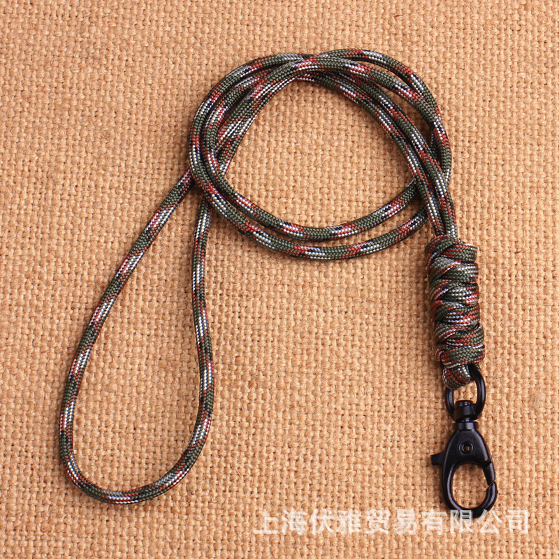 Z02 suministro de fábrica cuerda paraguas tejida hebilla de metal hebilla giratoria clave cuerda halter certificado tarjeta de fábrica cordón