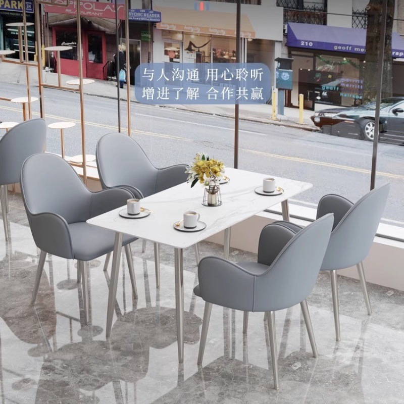 Mesa y silla de café combinación de recepción de ocio mesa de negociación de hotel residencial tienda de té de leche mesa de reunión de roca