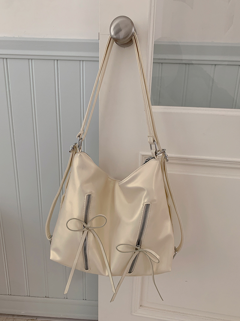 Ruksak u obliku mašne za žene 2024., nova trendi korejska platnena torba, ležerna, velikog kapaciteta, s jednim ramenom i leđima_voghion.com