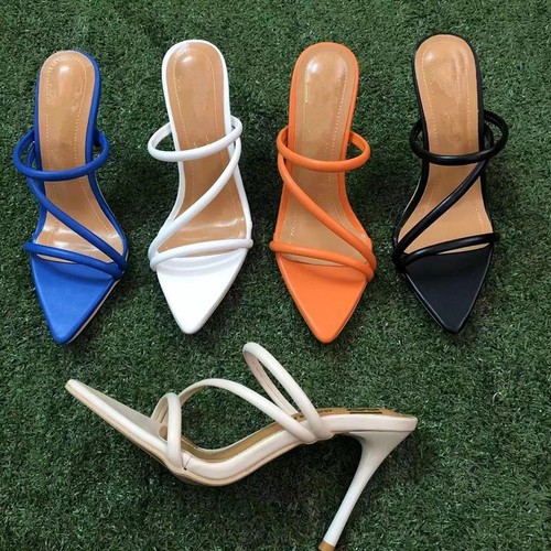 2024 Summer New Large Size High Heel Sandals European and American Pointed Toe Breathable Fashion Outerwear Sandals Women's Size 43 Foreign Trade Shoes