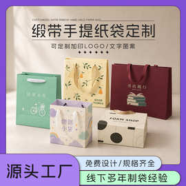 手提袋蝴蝶结纸袋印刷服装袋礼品袋购物袋可定制日常购物收纳袋子