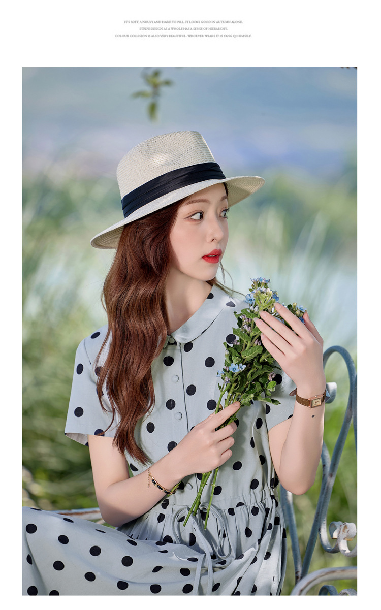 Đầm maxi nữ chấm bi in họa tiết eo thon dáng midi thời trang NI502 — màu be, màu xanh chi tiết 20