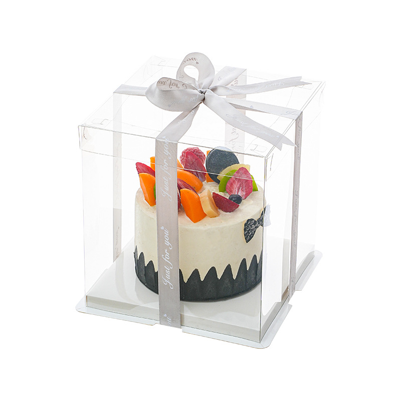 Caja de caja de pastel de cumpleaños totalmente transparente 4 4 6 6 6 8 8 10 pulgadas 12 caja de embalaje de pastel simple y doble engrosada