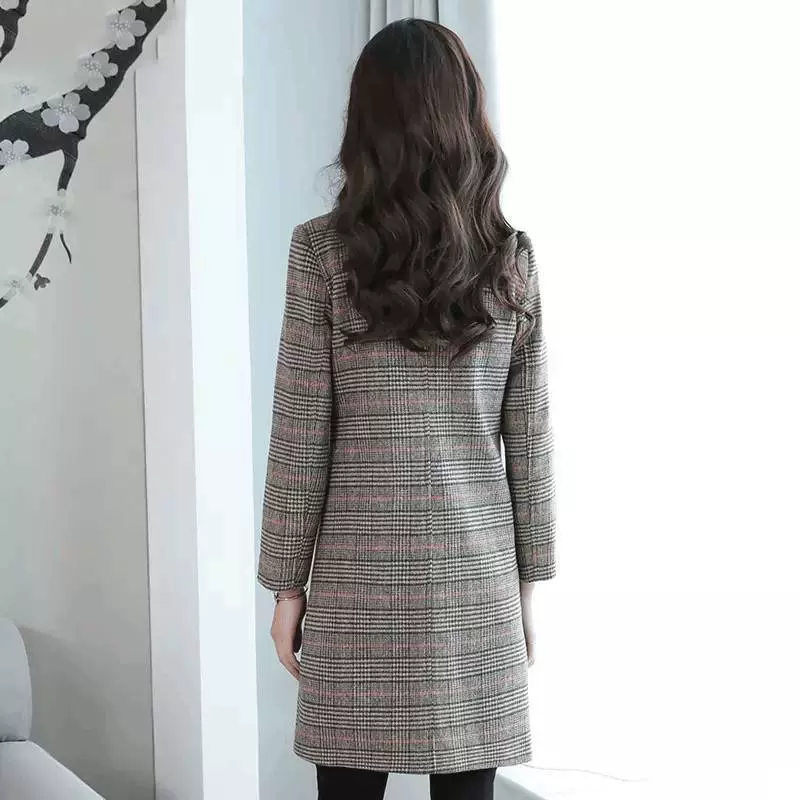Шерстяное осеннее демисезонное стеганое модное тренч-пальто для мамы, plus size