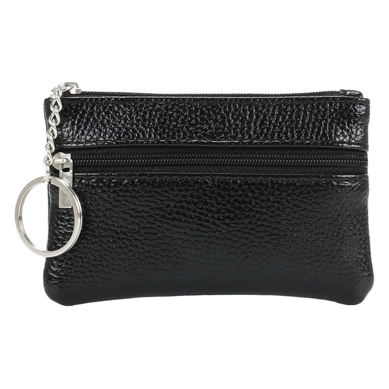 Genuine Leather Texture Coin Purse Women's Small Mini Short Zipper Key Bag Simple Small Wallet Coin Compact Coin Bag