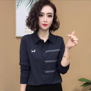 2025 Spring and Autumn Elegant Slimming regular Thin regular Loose Women's Shirt with Simple Style POLO Collar