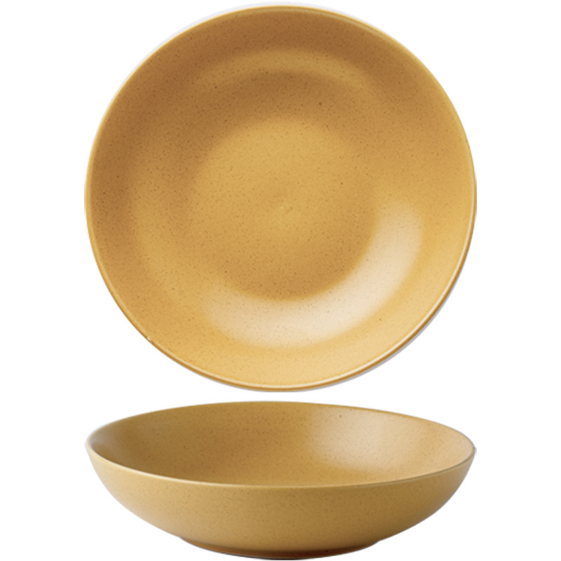 Tazón de verduras Ike Plato profundo mate de 8 pulgadas Tazón de cerámica con esmalte de sésamo especial Plato de sopa Ike de alto valor Exportación transfronteriza