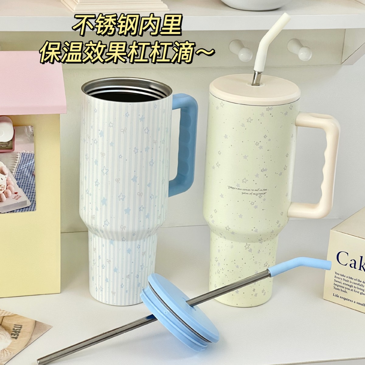 Taza de hielo Big Mac de gran capacidad de paja de taza de aislamiento para niñas 2025 nueva taza de aislamiento de oficina de alto valor facial