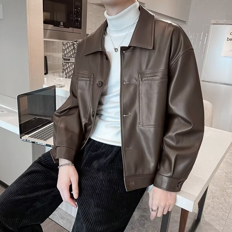美式复古机车服pu皮潮牌夹克男女秋冬季高级感炸街重工棒球服外套|undefined