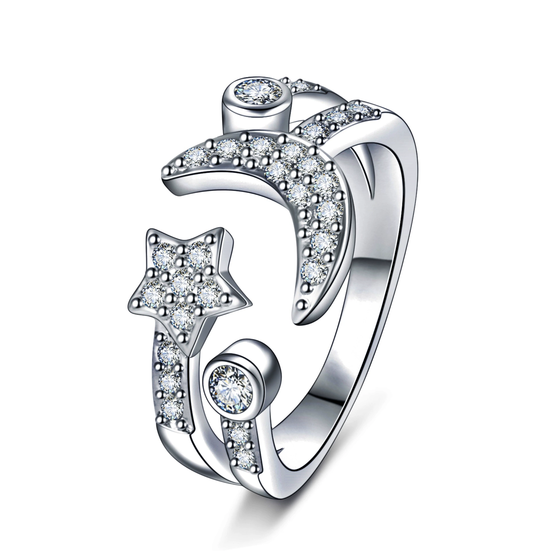 Zirconium, ring with stone, light luxury style, diamond encrusted