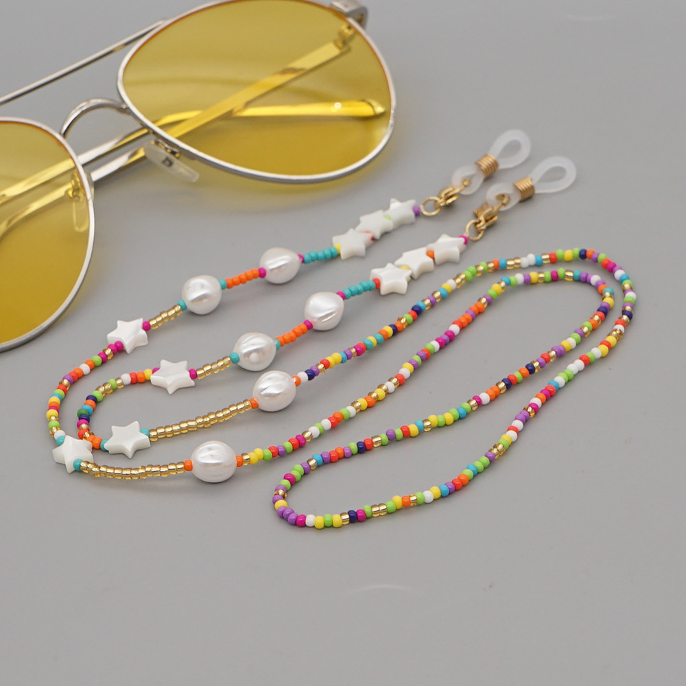 Bohemian style color round beads fivepointed star pearl eyeglasses chain wholesale Nihaojewelrypicture2