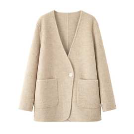 2025冬季新款女装气质百搭绵羊毛双面呢毛呢外套上衣女5EA170561