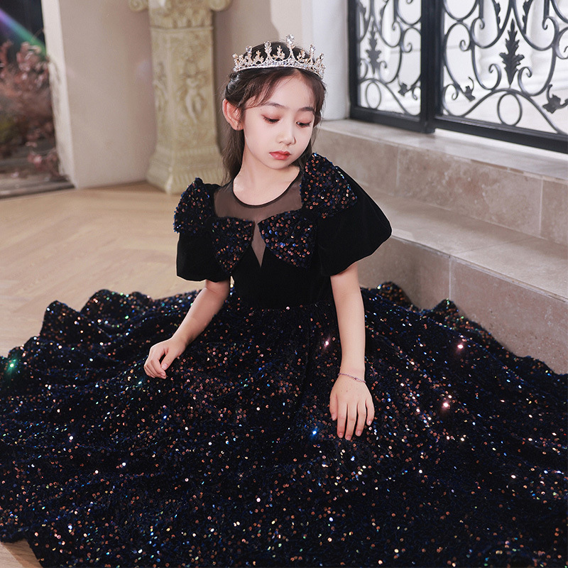Girls Elegant Princess Evening Dress for Birthday Party Piano Recital And Host Performance Kids' Gown_voghion.com