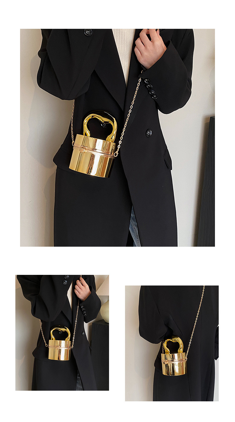 Women's Gender Streetwear Style Cylindrical Shape Women's Arylic Solid Color Streetwear Lock Clasp Circle Bag