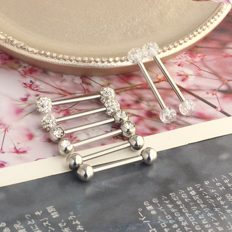 Stainless Steel Star Tongue Ring Set - Rose Gold Body Piercing Jewelry for Tongue, Nipple, and Breast detail image 8
