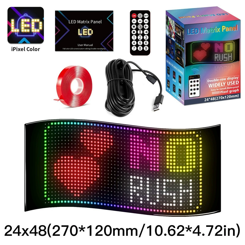 Popular Flexible LED Advertising Soft Screen APP Bluetooth Display Scroll Wording Double Row Store Signboard Display Soft Screen