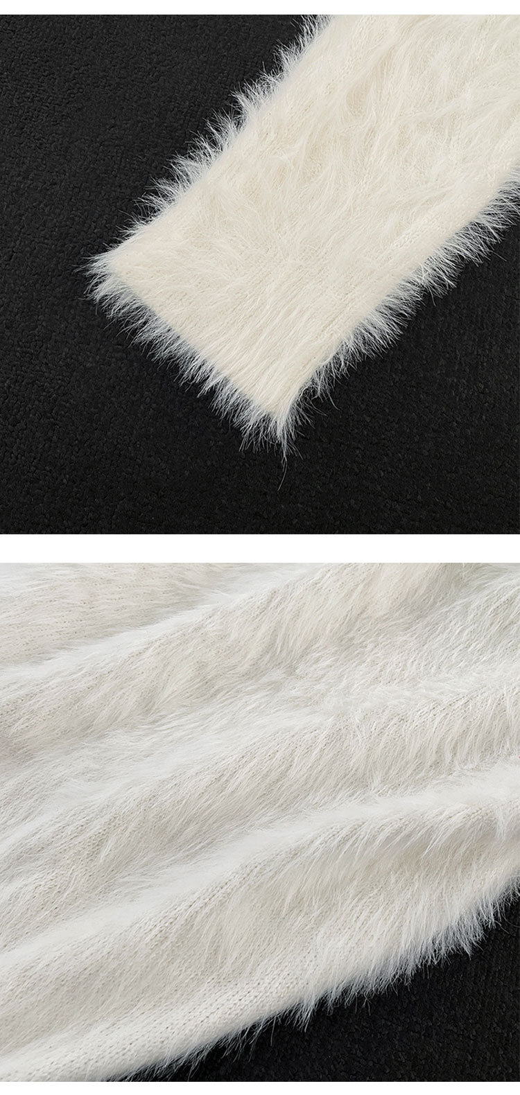 Men's Clothing mink sweater button flower design beaded high weight knitted sweater furry pullover lazy trend men_voghion.com