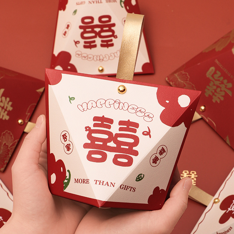 New Chinese Style Handheld Wedding Candy Box for Bridesmaids, Handout Gift Candy Packaging Box Gift Box Candy Pouch Box